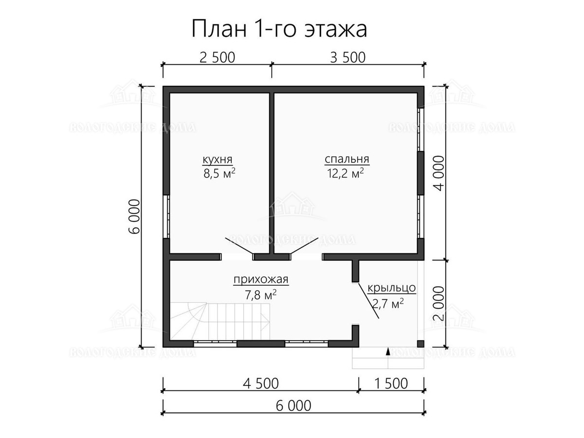 Каркасный дом 6x6 «Оренбург». Постройте проект «Оренбург» всего за 10-20  дней за 0927000 руб. – в СК «Вологодские дома»